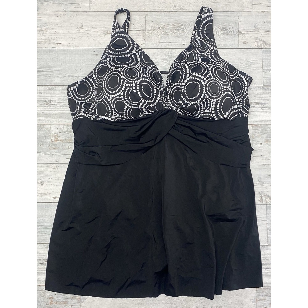 Perona Swimsuit One Piece Womens 26 Black Geometric Beach Swimwear Vacation Pool
